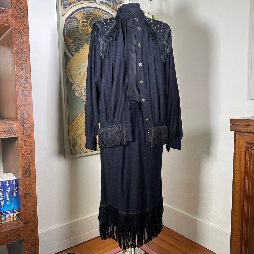Vintage Carole Little for Saint-Tropez West Western 2 Piece Set w/ Fringe detail